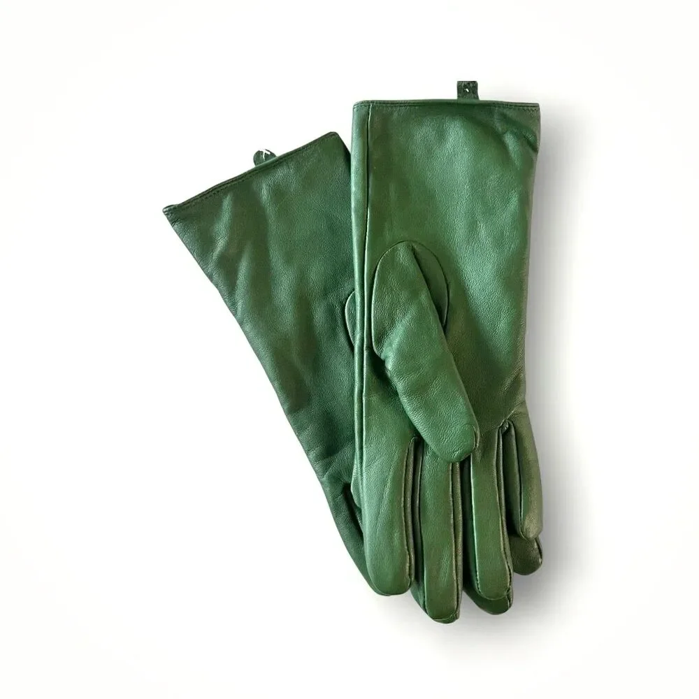 Gloves Leather Centigrade NWT Vintage Style 3 Button Detail Green Sz S Women's